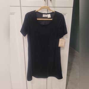Kathie Lee Little Black Velvet/Velour  Dress M